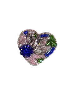 Blue Silver Crystal Heart Brooch, Marquise Crystal Beaded Heart Pin, Handmade Elegant Heart Jewelry, Sapphire Gift — lifestyle photo