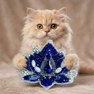 Blue Lotus Brooch, Handcrafted Beaded Flower Pin, Unique Floral Jewelry for Women, Gift for Her, Gift for Mom, Lotus Blossom Badge.