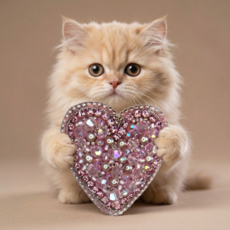 Dusty Rose Pink Heart Brooch, Mauve Beaded Heart Pin Faceted Glass, Handmade Romantic Jewelry, Feminine Love Gift