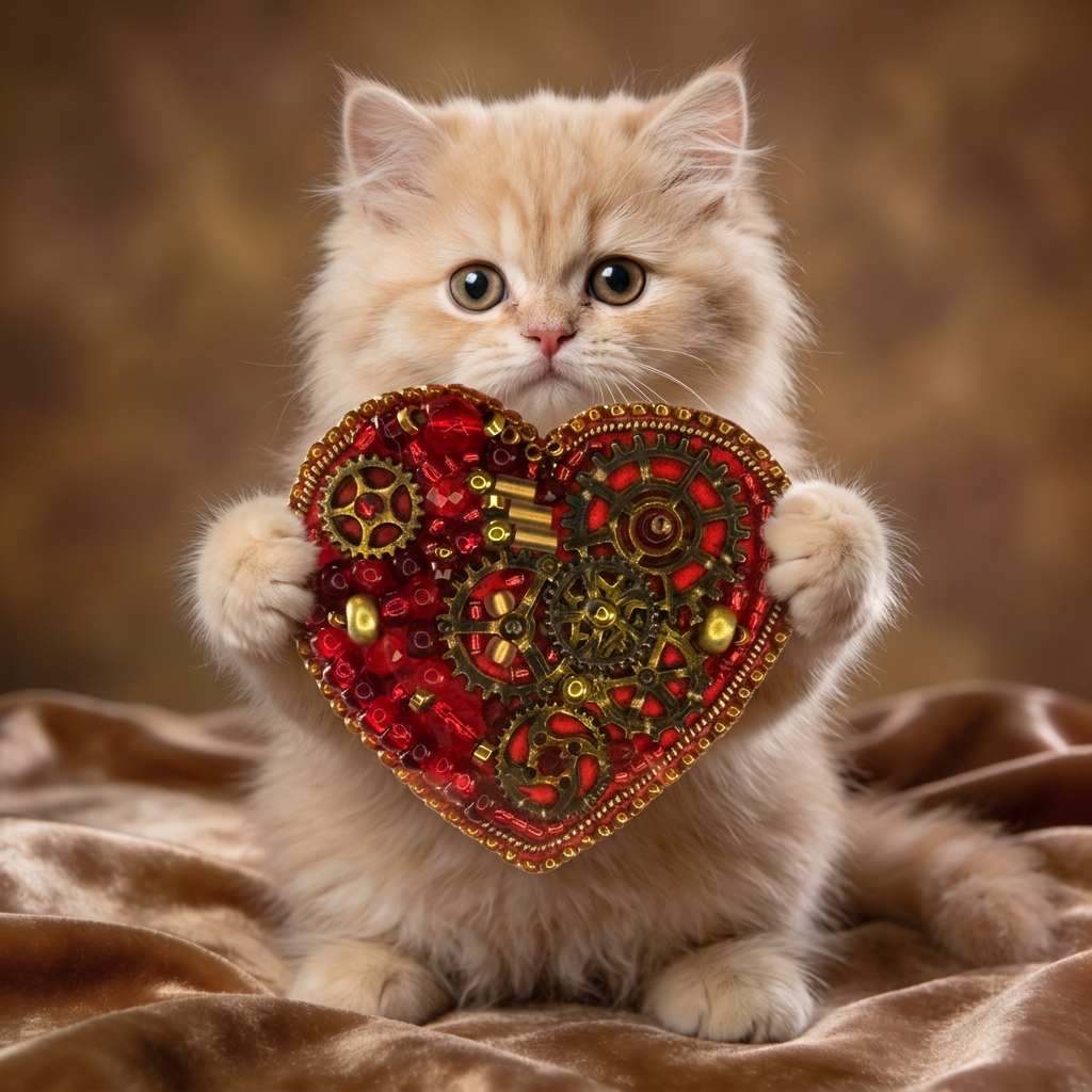 Red Steampunk Heart Brooch Large Gears, Clockwork Valentine Pin, Handmade Mechanical Red Heart Jewelry, Unique Gift