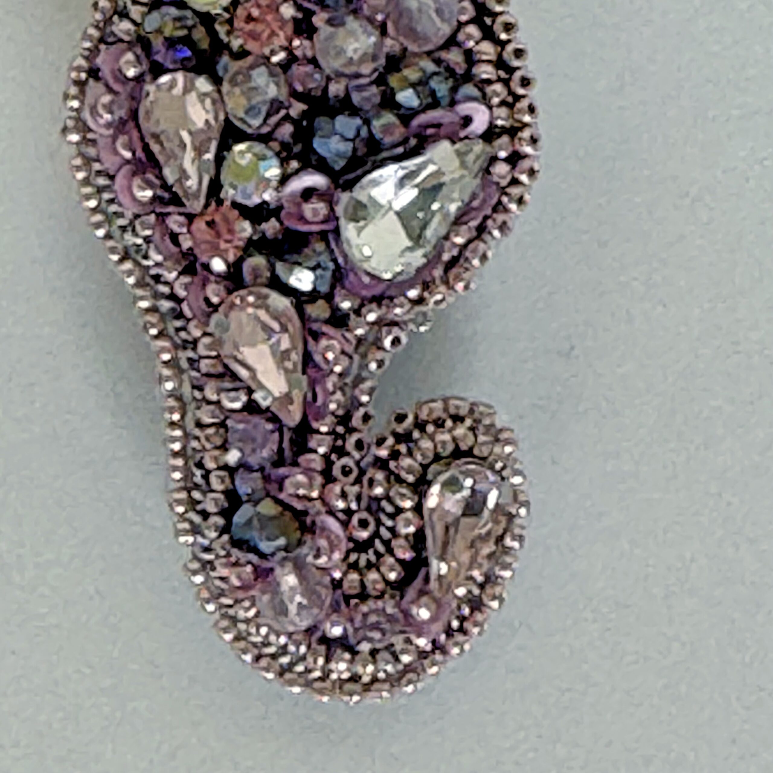 Handmade cat silhouette brooch, beaded and crystal brooch, gift cat brooch. — view 4