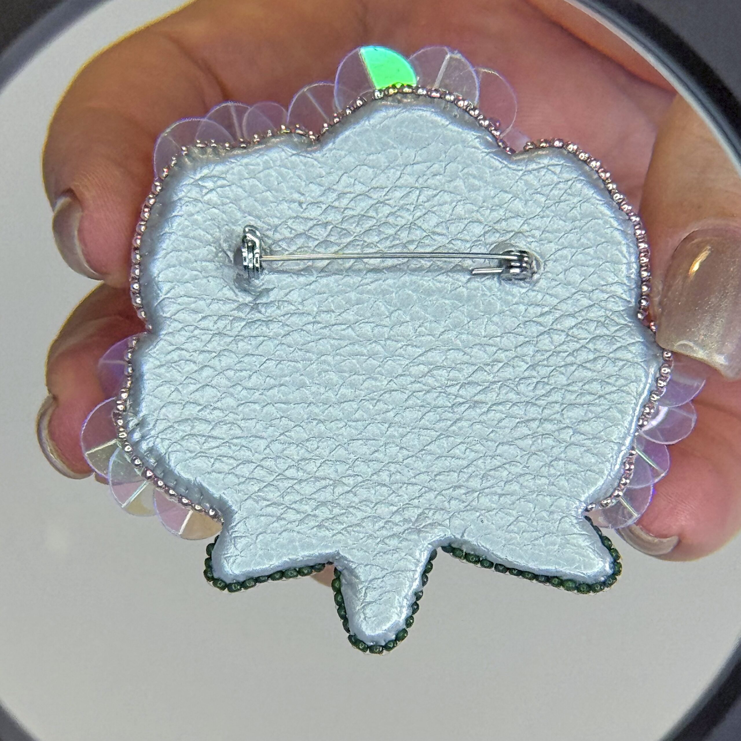 Pink Peony Brooch, Handmade Flower Brooch with Beads and Cat Eye Stones, Unique Floral Jewelry for Women, Gift for Her, Embroidered Floral Jewelry, Blooming Peony Pin; Romantic Gift for Her — view 10