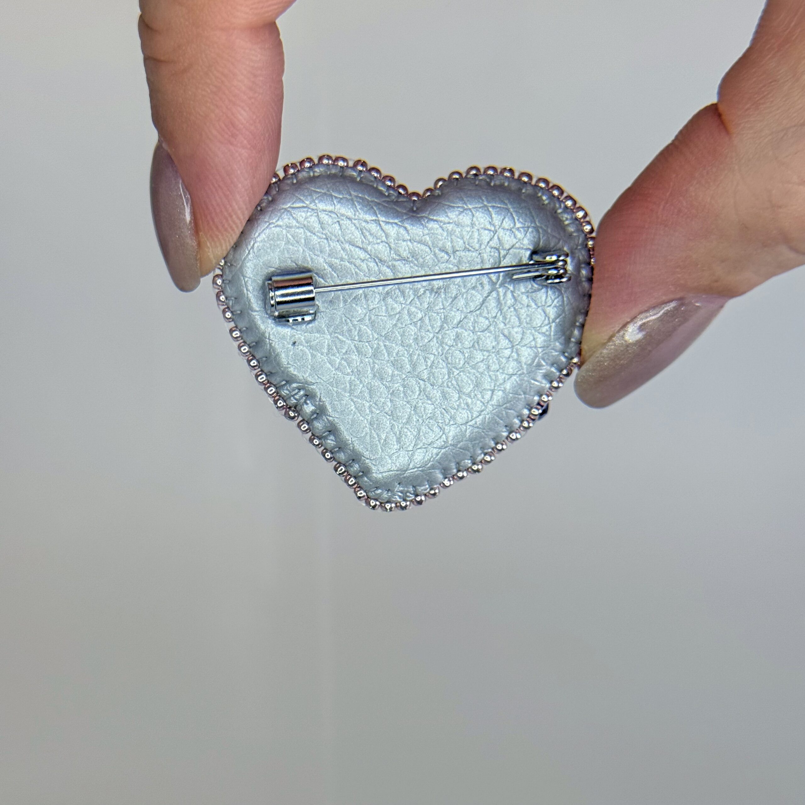 Blue Silver Crystal Heart Brooch, Marquise Crystal Beaded Heart Pin, Handmade Elegant Heart Jewelry, Sapphire Gift — view 8