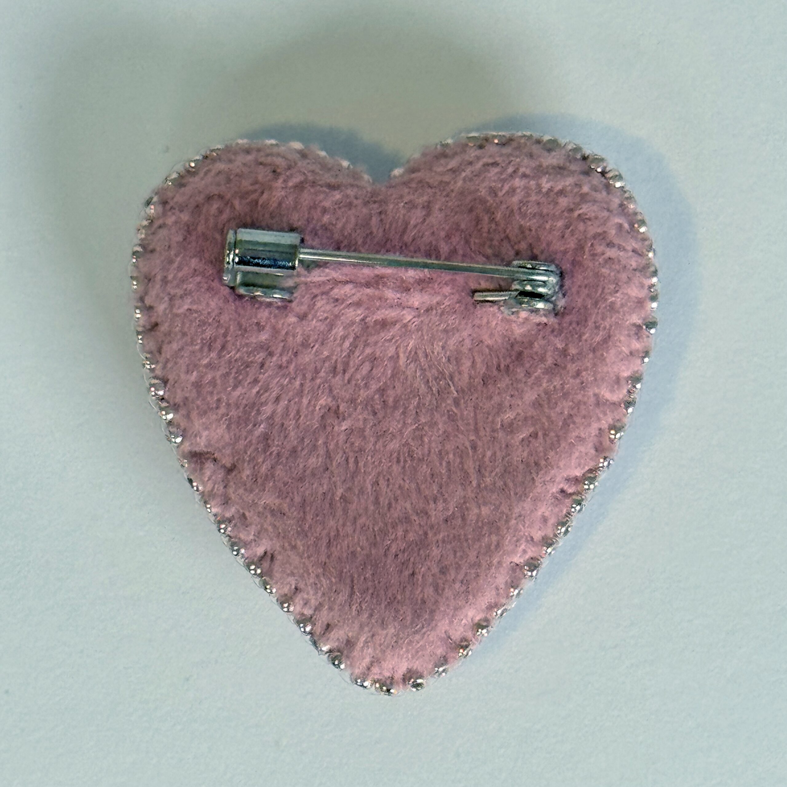 Dusty Rose Pink Heart Brooch, Mauve Beaded Heart Pin Faceted Glass, Handmade Romantic Jewelry, Feminine Love Gift — view 4