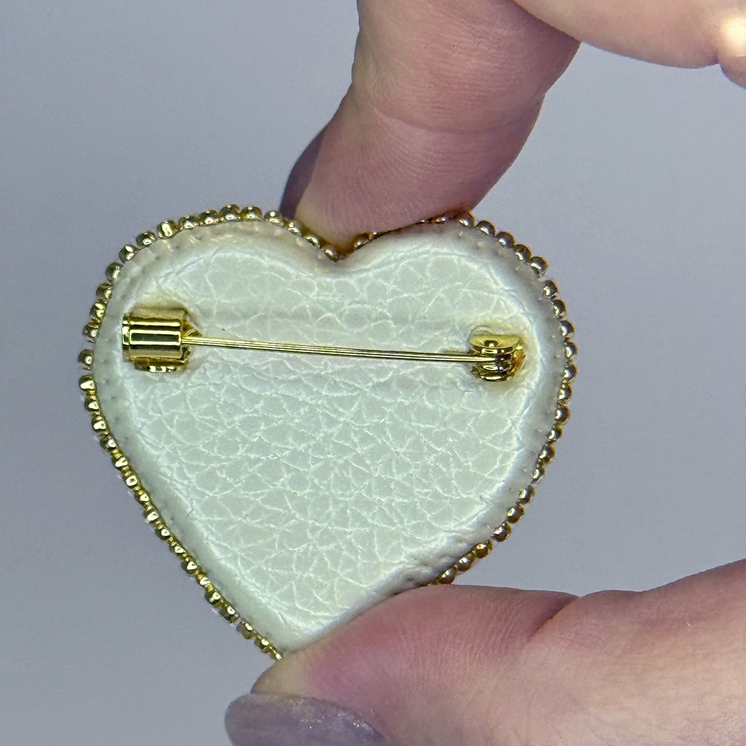 Pearl and Mother of Pearl Heart Brooch, Ivory White Beaded Heart Pin, Natural Pearl Jewelry, Romantic Bridal Brooch, Red Crystal Accent Heart, Handmade Pearl Gift for Her, Elegant Wedding Accessory, P.S. Jewelry — view 7