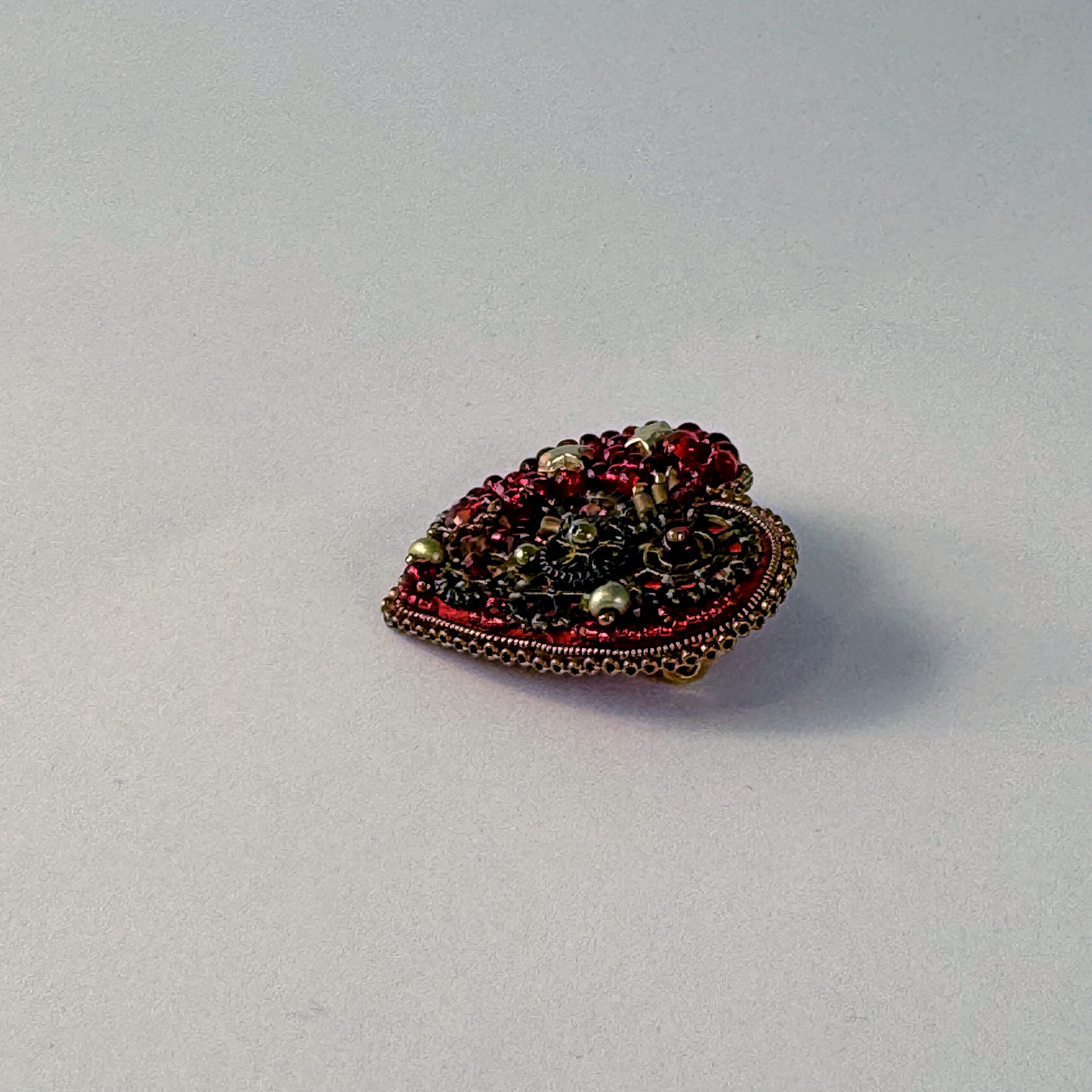 Red Steampunk Heart Brooch Stars and Chains, Clockwork Gear Pin, Handmade Mechanical Valentine Jewelry, Unique Gift — view 2