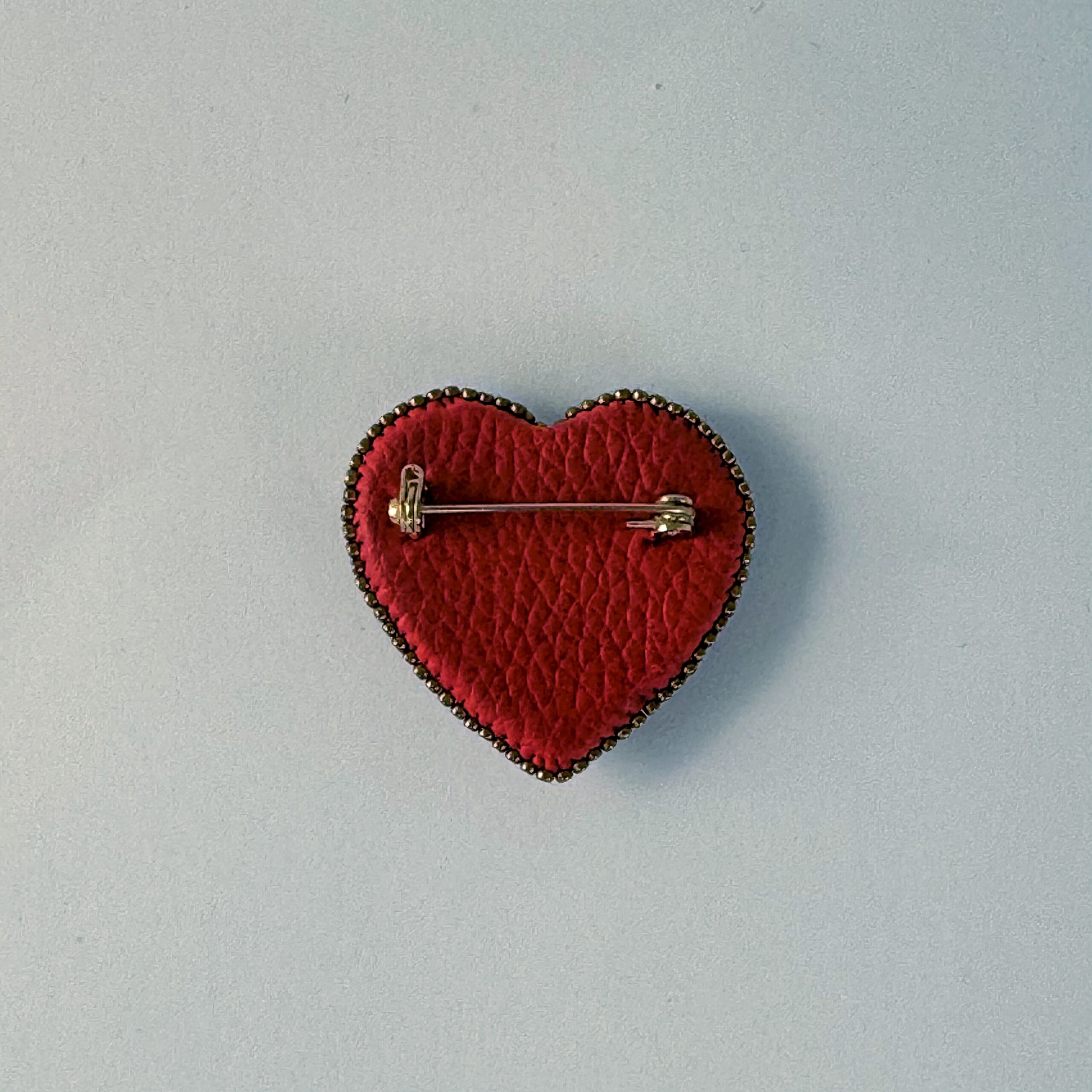 Red Steampunk Heart Brooch Stars and Chains, Clockwork Gear Pin, Handmade Mechanical Valentine Jewelry, Unique Gift — view 3