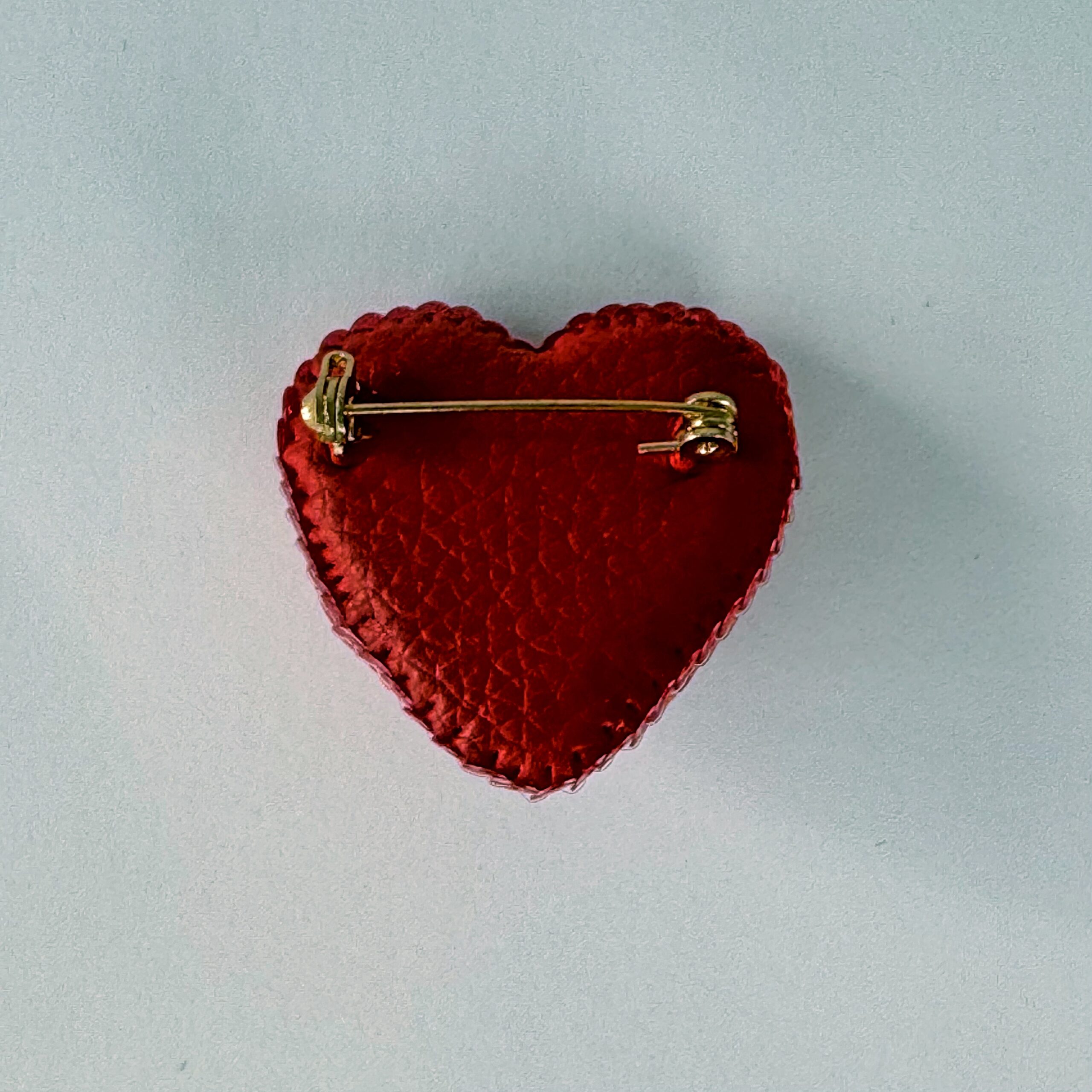 Deep Red Velvet Heart Brooch, Dark Red Sequin Heart Pin with Rose, Handmade Romantic Valentine Jewelry, Love Gift — view 6