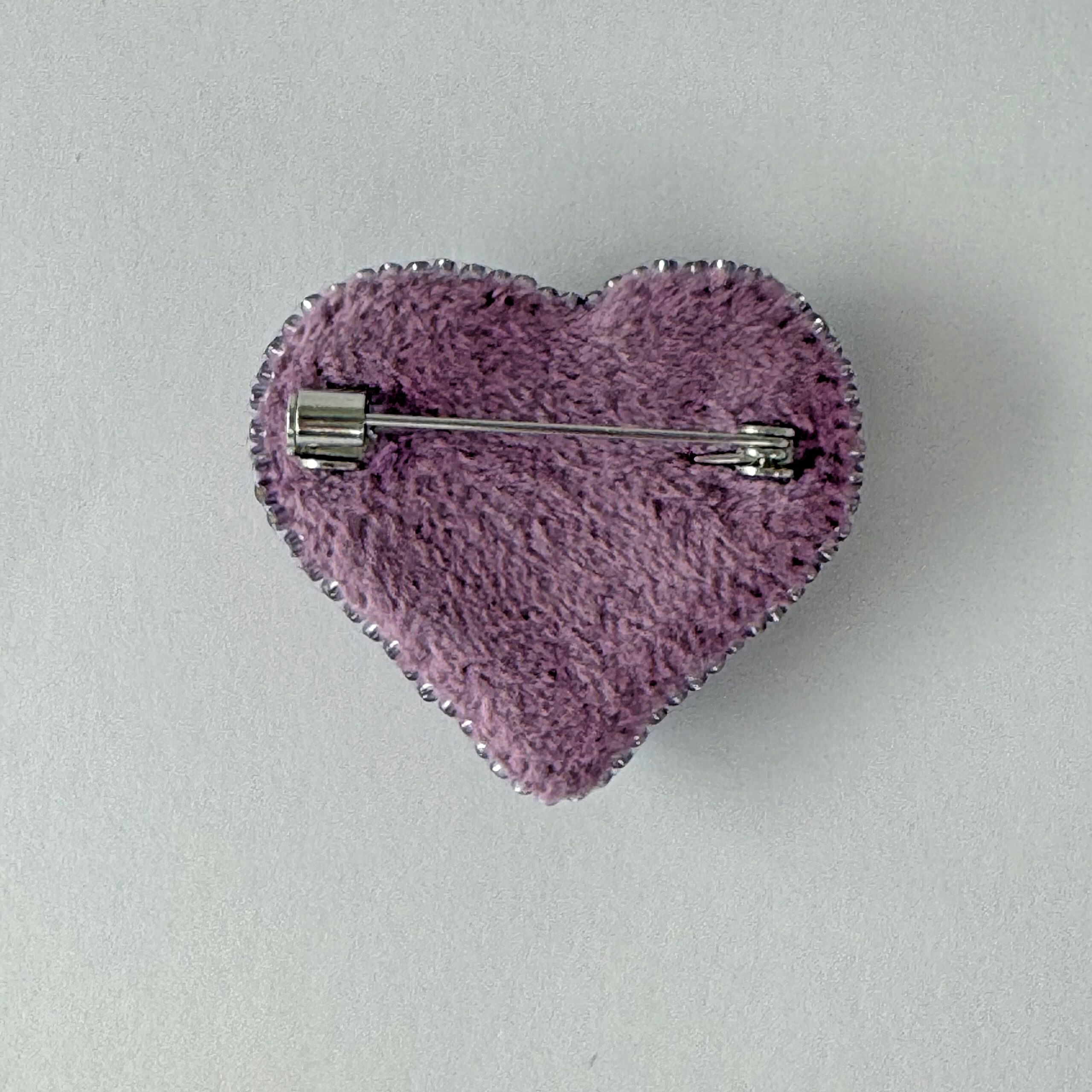 Purple Iridescent Heart Brooch, Mauve Sequin Beaded Heart Pin, Handmade Romantic Purple Jewelry, Valentine Love Gift — view 6