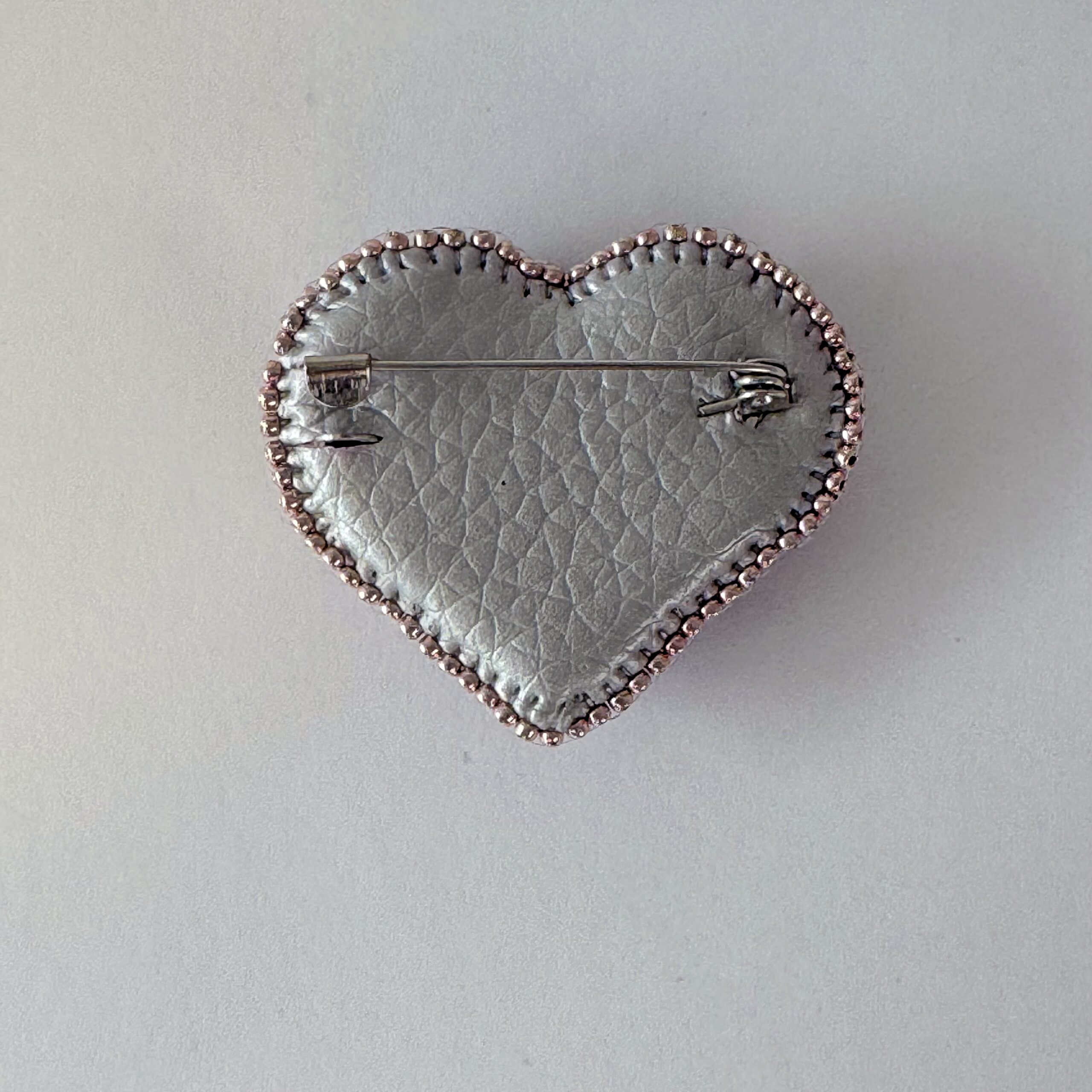 Purple Heart Brooch with Sequins, Amethyst Mauve Beaded Heart Pin, Handmade Romantic Purple Jewelry, Valentine Gift — view 7